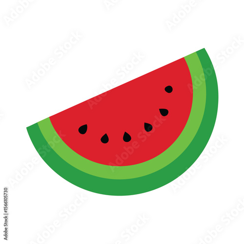 Flat vector illustration of a sliced watermelon, minimal style, top view, white background.eps