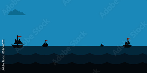 A Black Ocean With No Horizon Where Ancient Ships Sail
