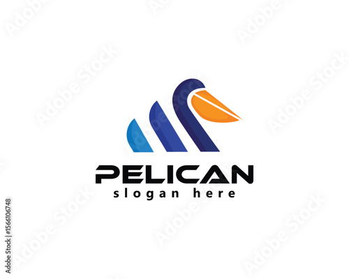 creative pelican logo, abstract pelican logo design template