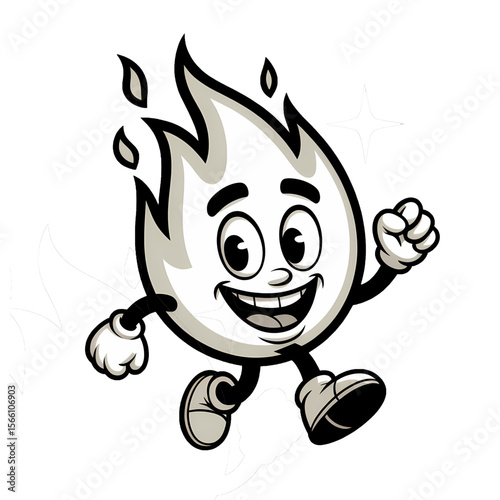 Cartoon character smiling while running, showing enthusiasm and energy in a fun design