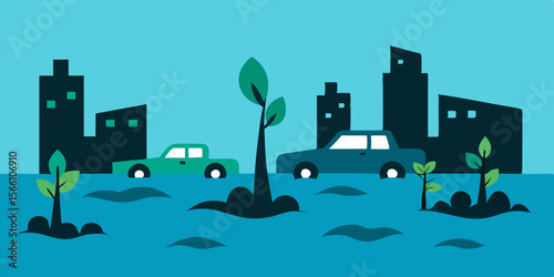 A Lifeless City Submerged In Knee High Water With Silent Streets