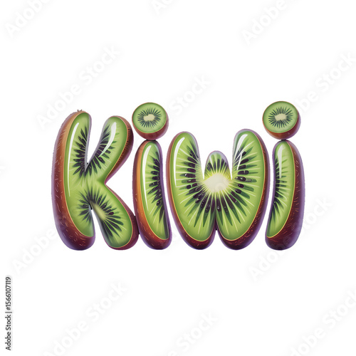 Creative kiwi design featuring vibrant green colors, showcasing the fruit's texture and freshness in an artistic display