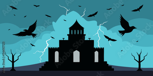 A Thunderstorm Brewing Over A Ruined Palace Surrounded By Silence