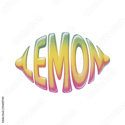 Lemon graphic design showcasing a playful and colorful lettering style in a bright, cheerful presentation