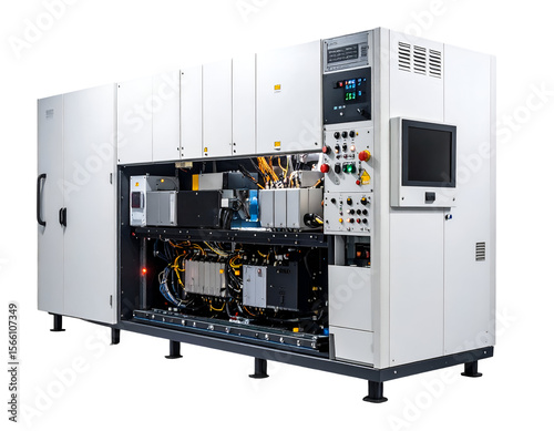 A sophisticated industrial control system showcases its intricate internal components and advanced electronic