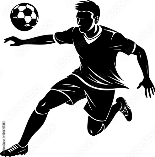 Soccer player silhouette sport ball athlete action kicking football game competition exercise fitness outdoor recreation team uniform motion