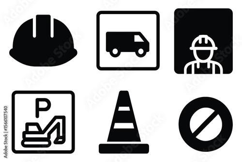 Construction safety and traffic symbols construction helmet