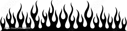 Black flames border fire white