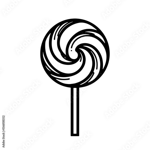 Minimalistic black-and-white line art illustration of lollipop  