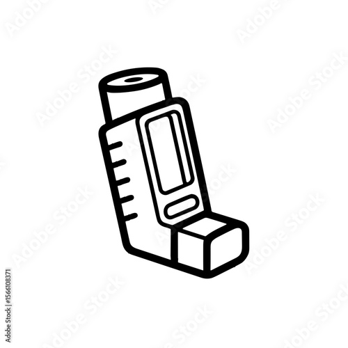 Minimalistic black and white inhaler illustration in vector style  