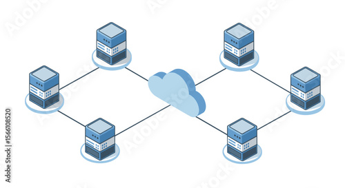 Cloud network infrastructure vector illustration for tech posters in isometric style