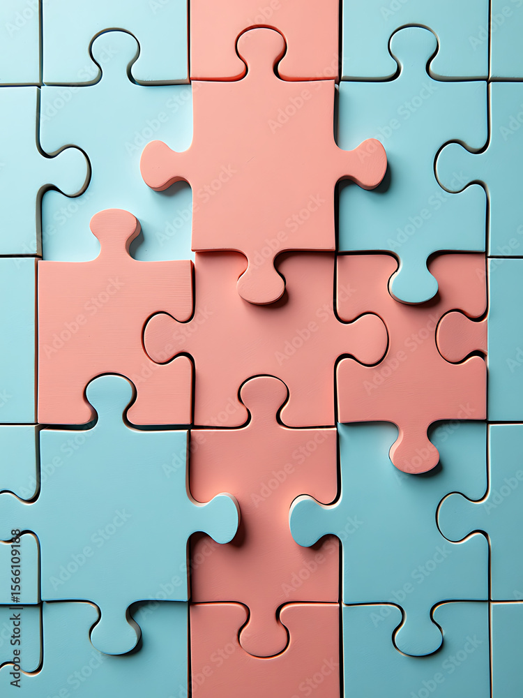 Fototapeta premium puzzle pieces fit together symmetrical cross pattern requiring patience concentration solve