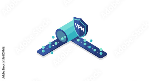 Virtual private network security concept vector illustration - isometric design for digital security and privacy