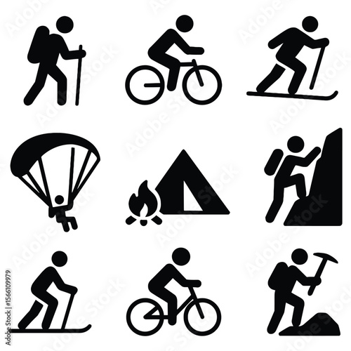 Outdoor activity icons hiking cycling