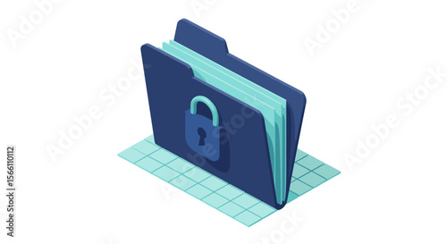 Secure document storage concept vector illustration in modern flat style for digital privacy design