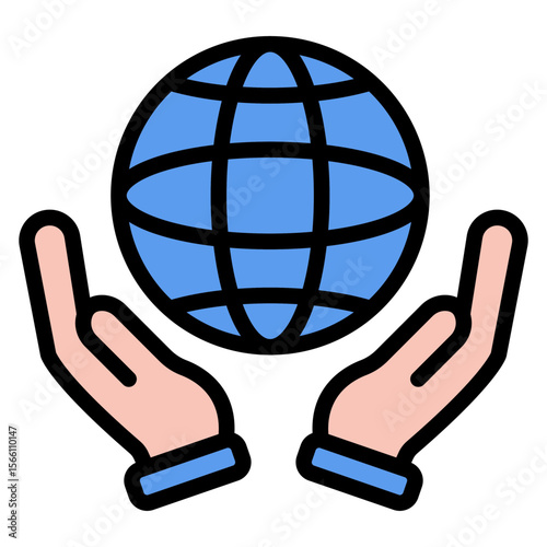 Globe with hands icon vector image. Can be used for World Refugee Day.
