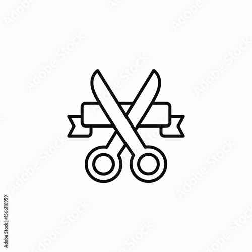 ribbon cutting icon sign vector
