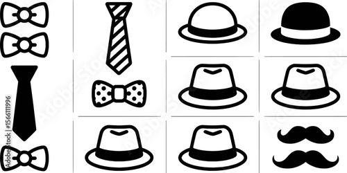 Bow ties hats mustaches fedora bowler hat
