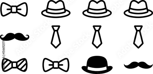 Bow ties hats mustaches ties formal