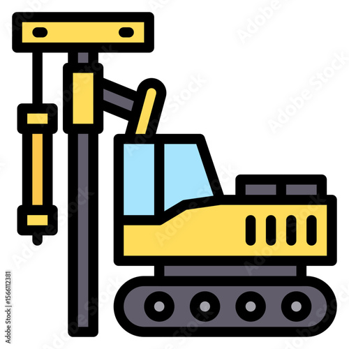 Pile Driver icon vector image. Can be used for Construction Vehicles.