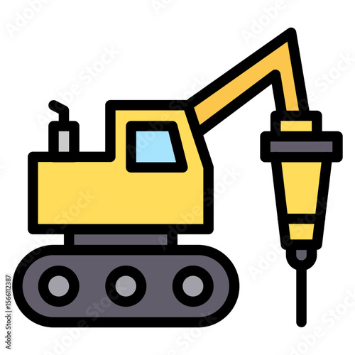 Rock Breaker icon vector image. Can be used for Construction Vehicles.