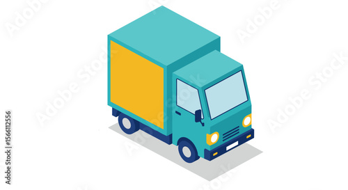 Isometric delivery truck vector illustration for logistics design