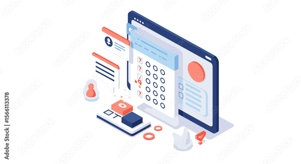 Online voting system isometric vector illustration for digital election concepts Online voting system isometric vector illustration for digital election concepts