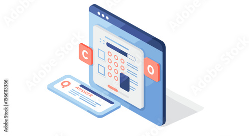 Modern user interface icons in isometric style vector illustration for digital design