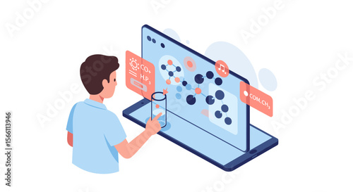 Science exploration vector illustration in isometric style for educational poster design