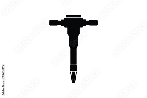 Hydraulic Breaker Tool Silhouette Illustration on White Background