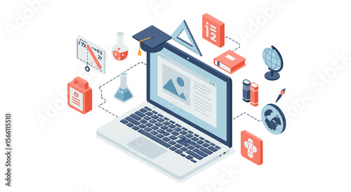Academic technology and education tools vector illustration: flat design for learning and study concepts
