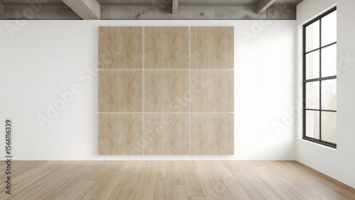 Modern Minimalist Interior with Wooden Accents – Elegant Empty Room Design

