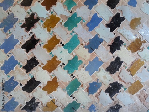 [Spain] Colorful mosaic tiles in Mexuar in Nasrid palaces (The Alhambra, Granada)