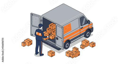 Delivery service vector illustration: isometric design for logistics and shipping