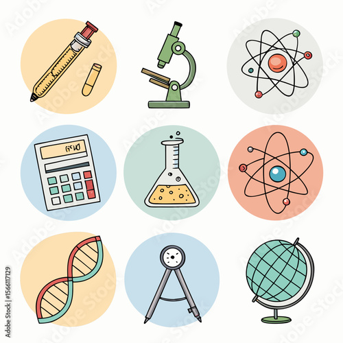 Illustration of Science Equipment Symbols Showcasing Education and Learning Tools