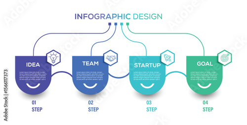 Business infographic template. 4 Step timeline journey.  presentation graph. Process diagram, Infographic elements vector illustration.