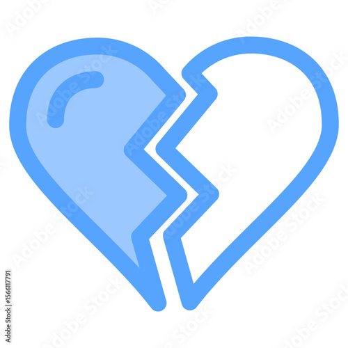 Broken Heart   Flat Blue Icon