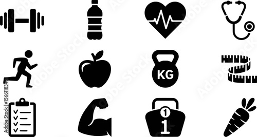 Fitness and Health Icons exercise workout