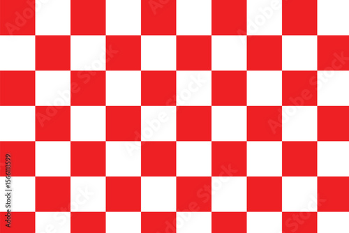 Check board seamless pattern background. Red and White checkered board. Chess Pattern. Grid geometric rectangle shape. Flat vector illustration isolated on white background. Eps 10.