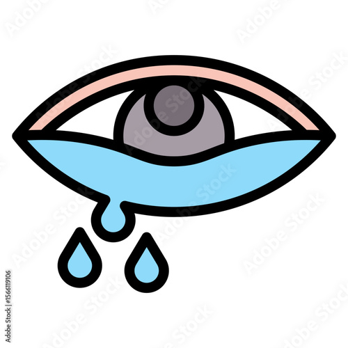 Watery Eyes icon vector image. Can be used for Allergy Symptoms.