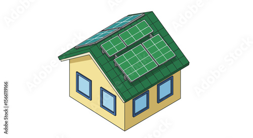Eco-friendly home with solar panels vector illustration for sustainable design
