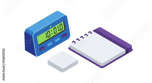 Time management vector illustration: isometric style for office design