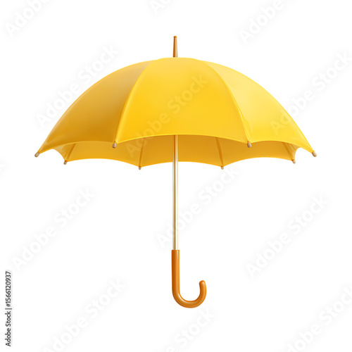 A bright yellow umbrella isolated on transparent background