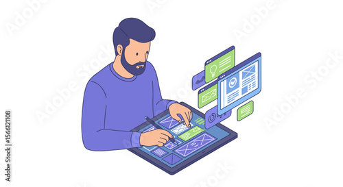 Digital artist concept in flat style vector illustration for creative projects