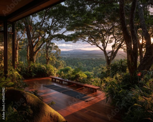 Sunrise Yoga Deck Tropical Forest View