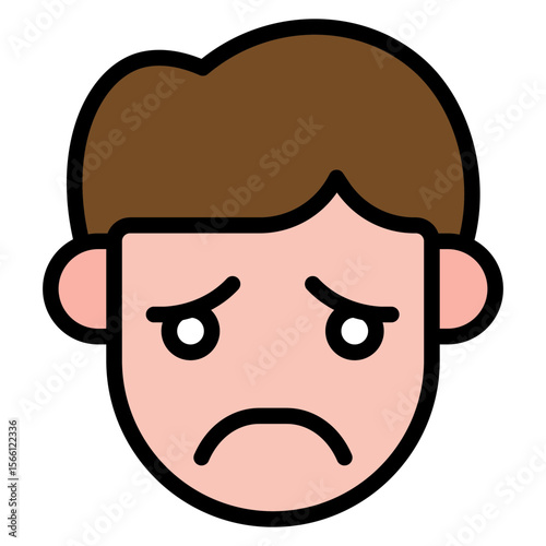 Worried icon vector image. Can be used for Human Emotions.
