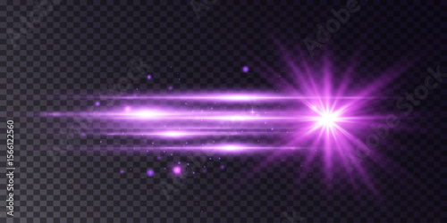 Light star and flare effect. Bright light rays with star flares and shining glow. Vector.