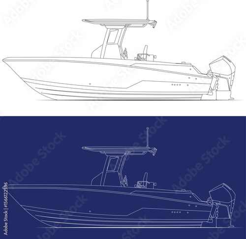 Fishing boat line drawing
