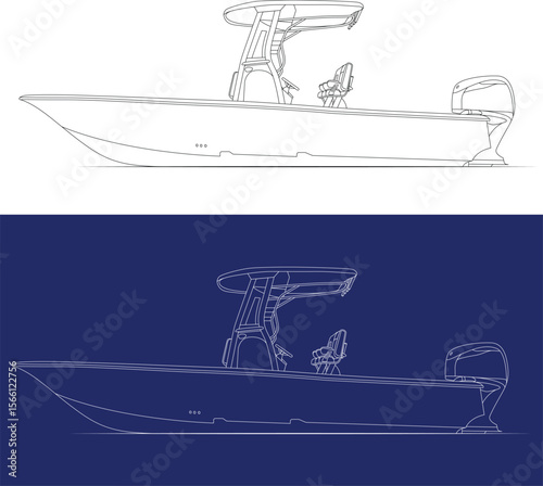 Fishing boat line drawing