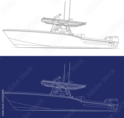 Fishing boat line drawing